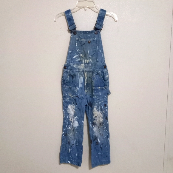 Vintage Levi's Denim 6 Boys Painting Overalls Kids - Picture 1 of 13